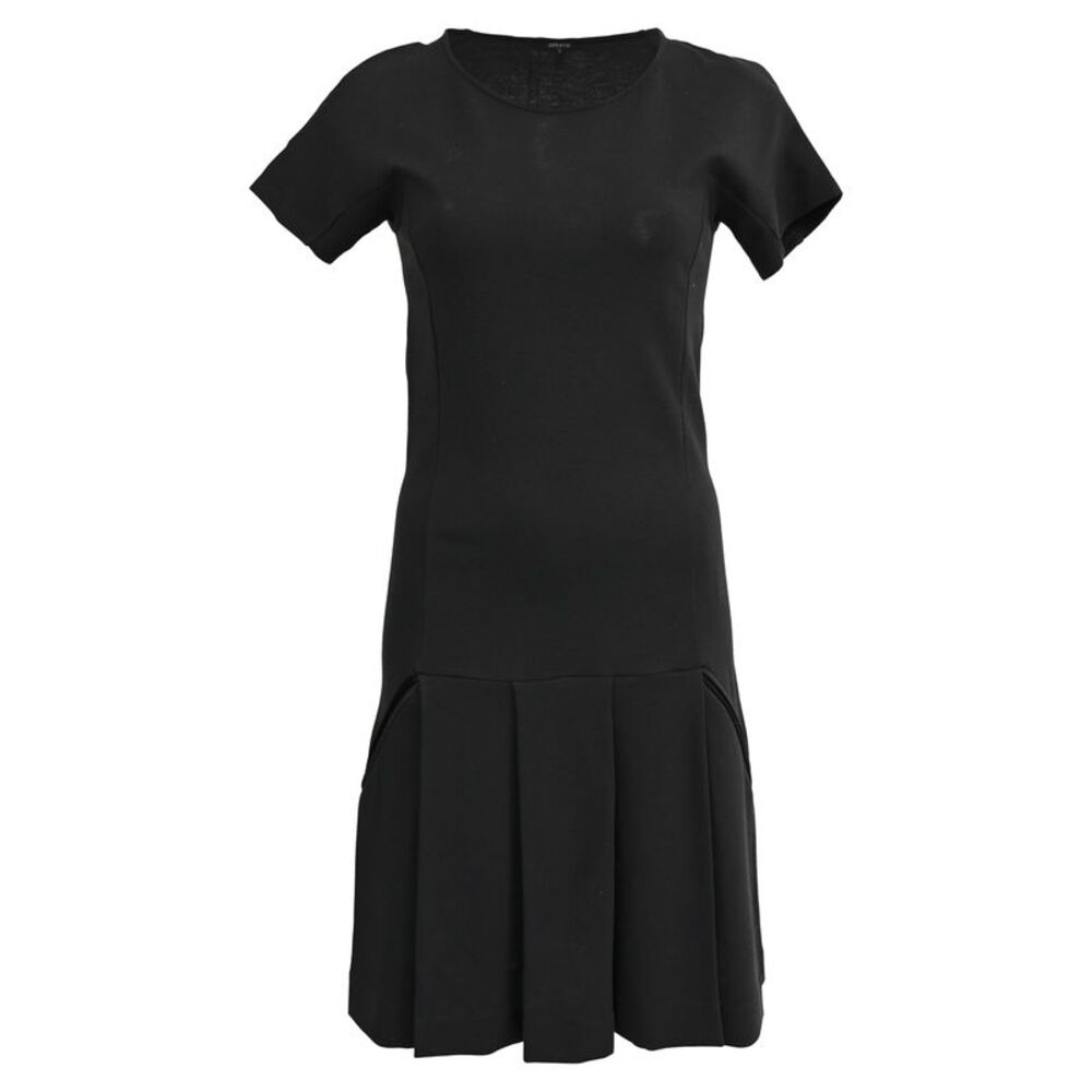 Theory Scoop Neck Drop-Waist Mini Dress in Black Viscose